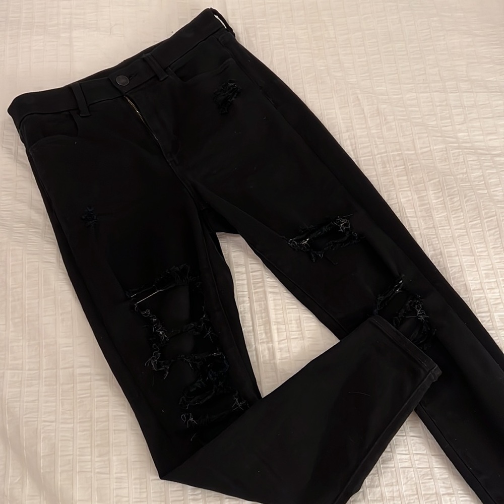 American Eagle Ne(x)t Level Stretch Black Ripped Jeans